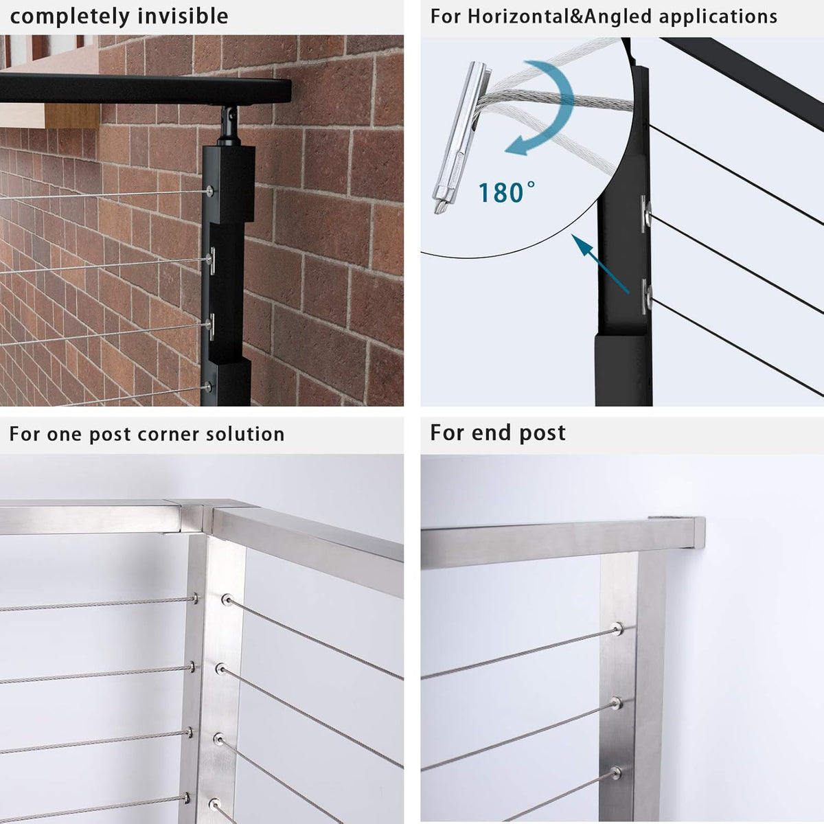 20 Pack 1/8 Invisible Cable Railing Kit T316 Stainless Steel U20954