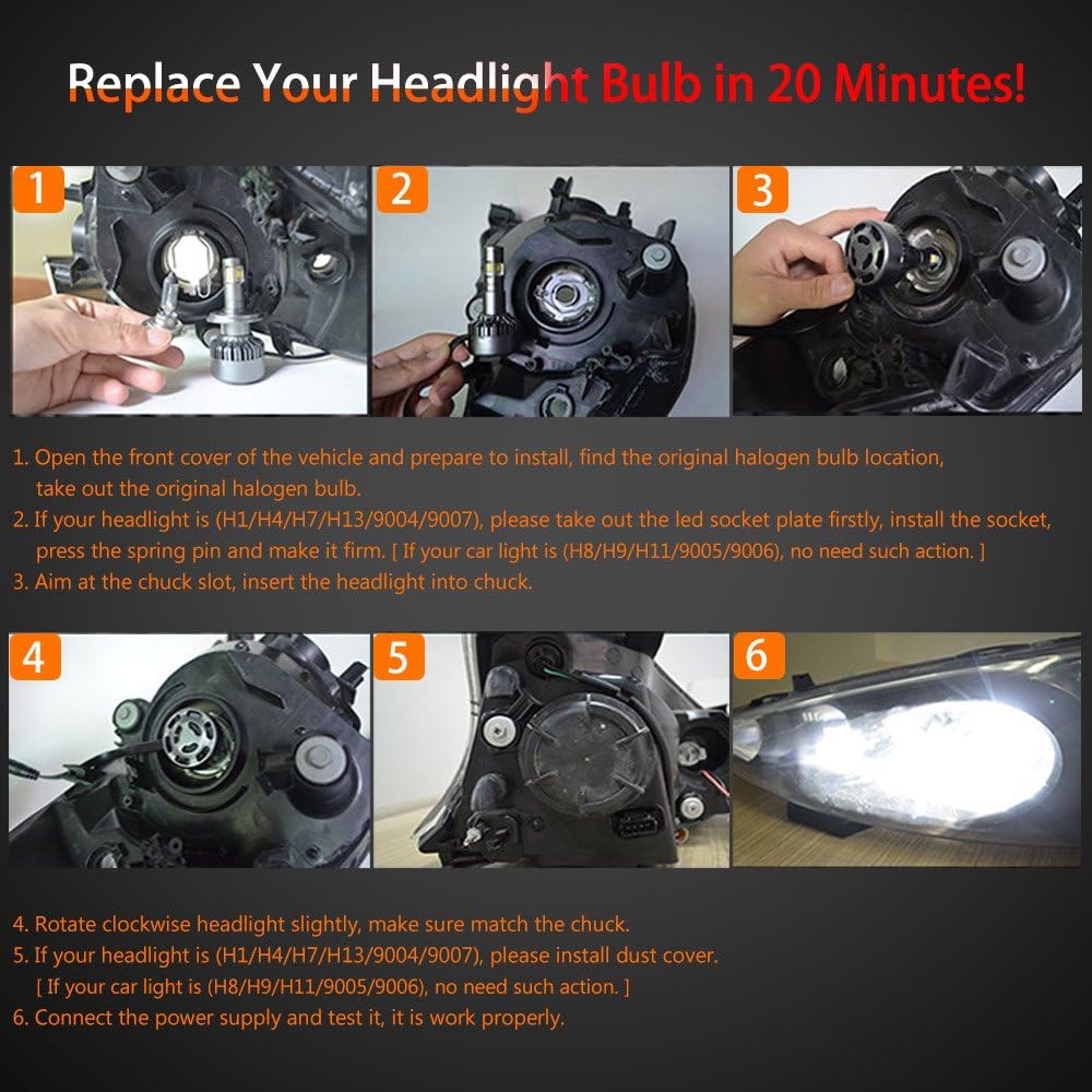H11 LED Headlight Bulbs 6000K Low Beams Fog Lights Pack of 2 P129600
