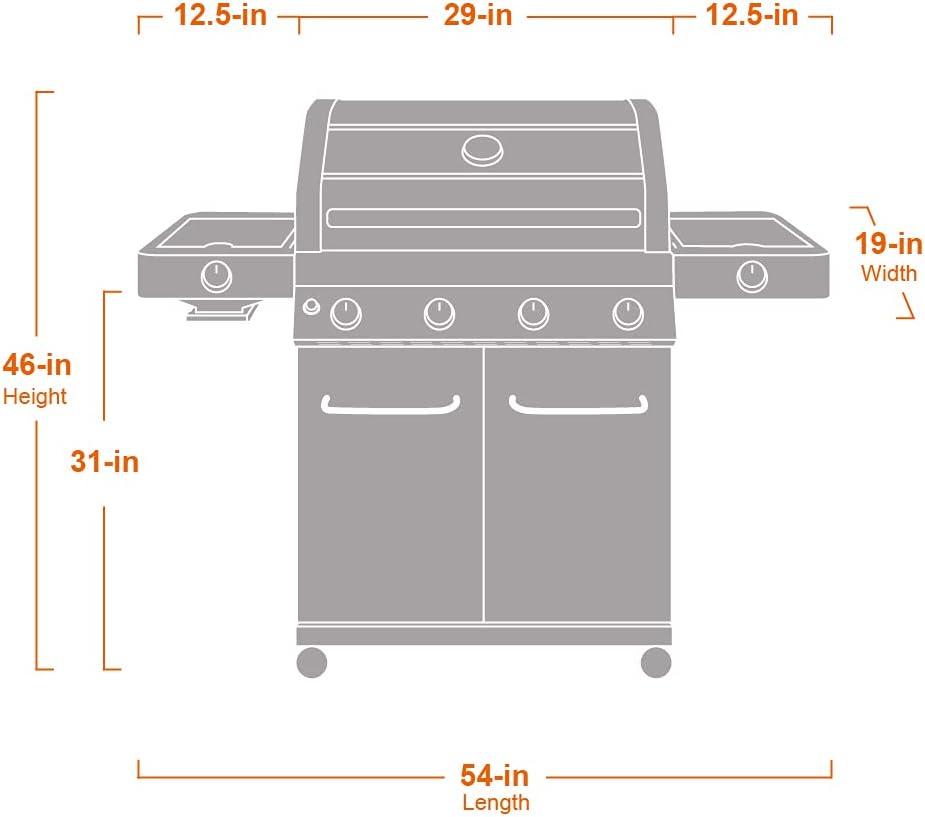 4-Burner Stainless Steel Propane Gas Grill with Side Sear Burners D79931