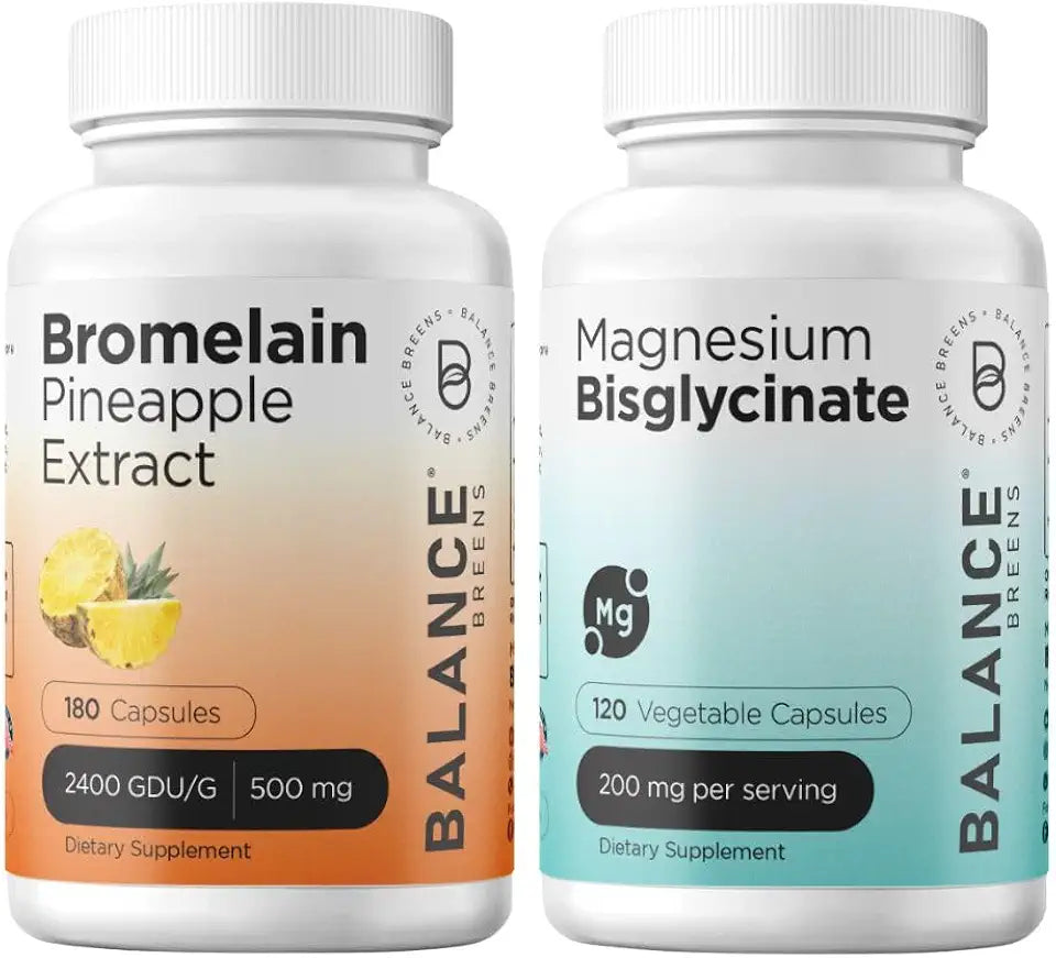 Bromelain 500mg 180 Capsules and Magnesium 200mg Supplement Combo F679