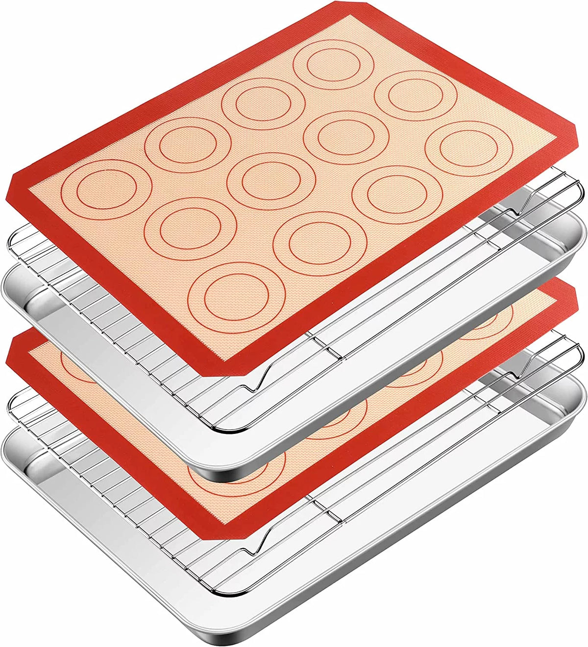 16 inch Stainless Steel Baking Sheet with Rack & Mat Set of 6 E9639