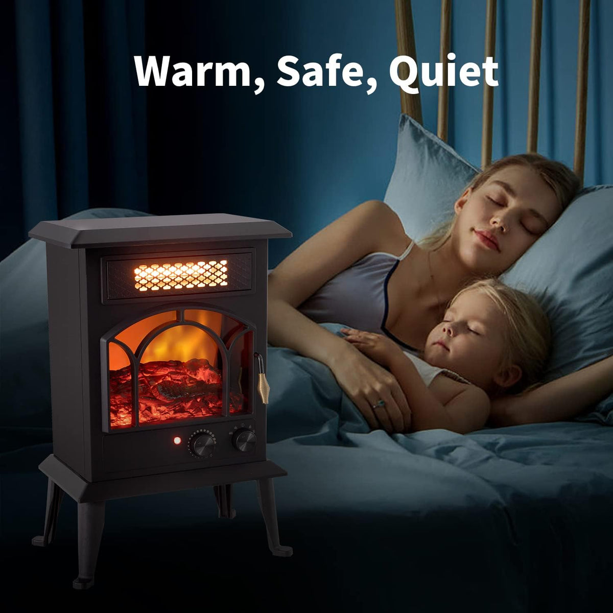 1500W Portable Infrared Electric Fireplace Heater with Realistic Flame Effects O7117