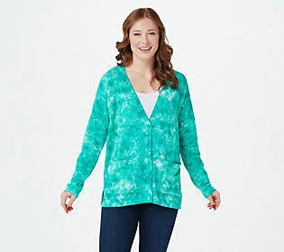 Aqua Marble Printed Button Front Cardigan A5348