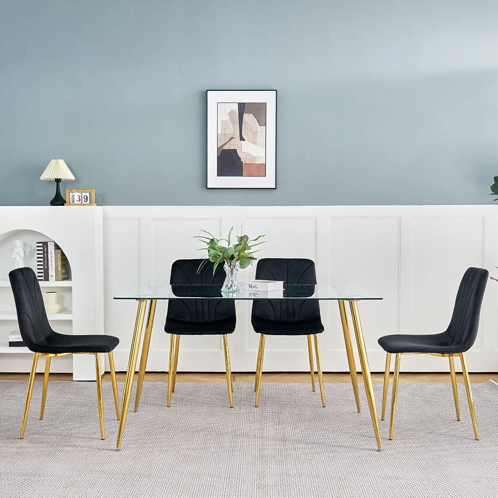 Black Dining Chair with Gold Metal Legs Set of 4 L647385