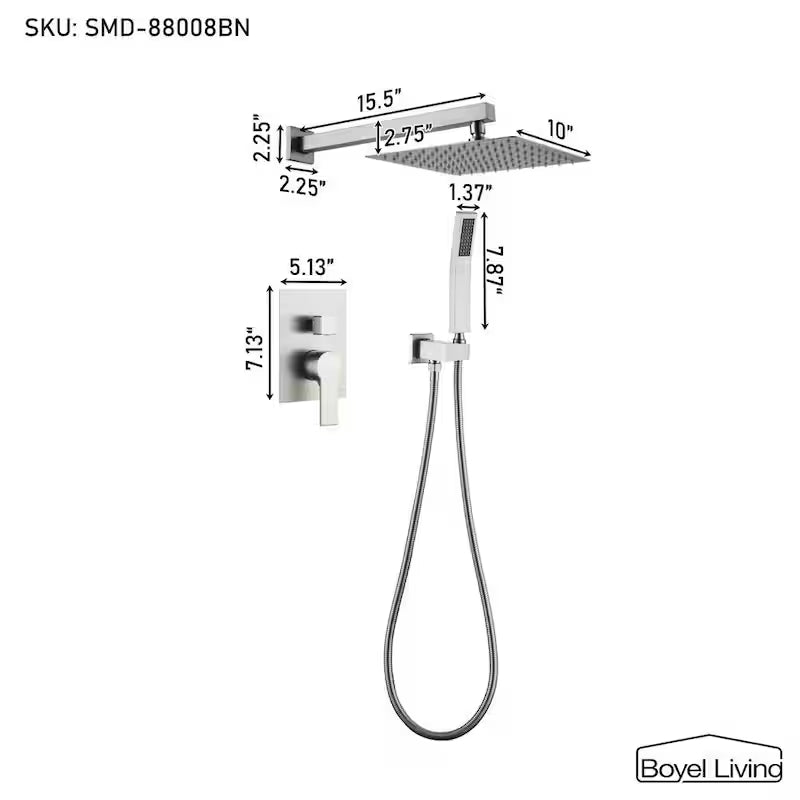 10 in. Wall Mount Dual Shower Heads with 2.5 GPM H187909