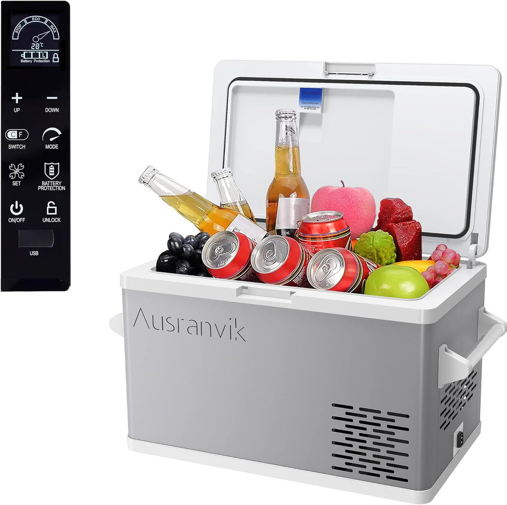 12V 37 Quart Car Electric Cooler With Freezer & Refrigerator Compartment F20495