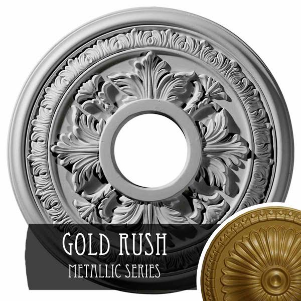15 3/8x22OD x 4 1/4x22ID x 1 1/2x22P Hand-Painted Gold Ceiling Medallion G67040