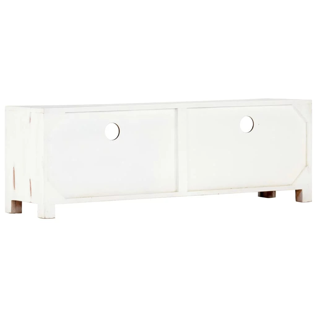 White Solid Acacia Wood TV Cabinet V365