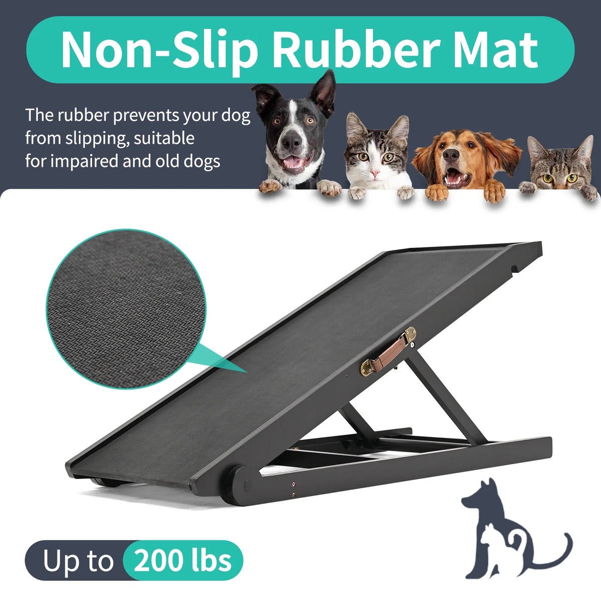 Adjustable Folding Pet Ramp with Rubber Mat L760640