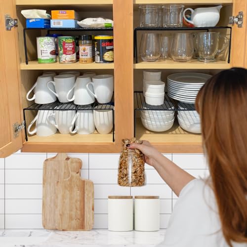 Black 2 Pack Metal Shelf Risers O38204