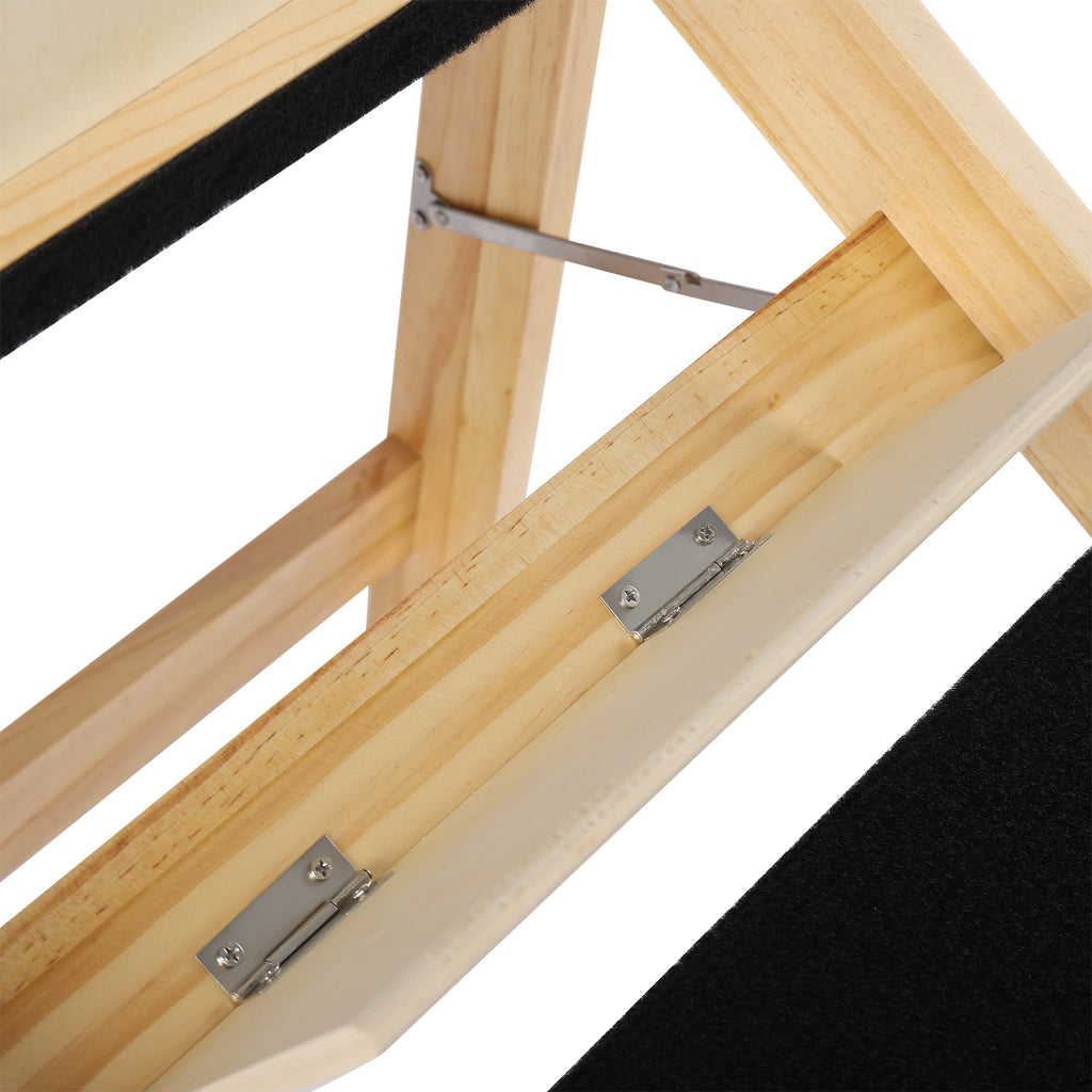 Pet Stairs Foldable Pine Wood Natural Black X40138