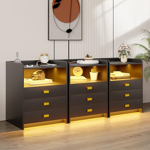 White Nightstand with 3 Drawers and USB Ports I3825