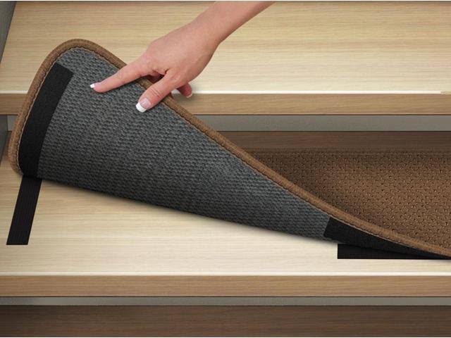 Set of 12 Attachable Carpet Stair Treads - Toffee Brown - 9 in. x 36 in. V970182