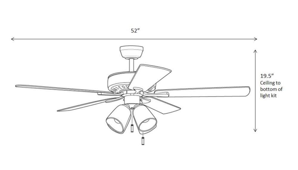 White LED Ceiling Fan 5-Blade N380
