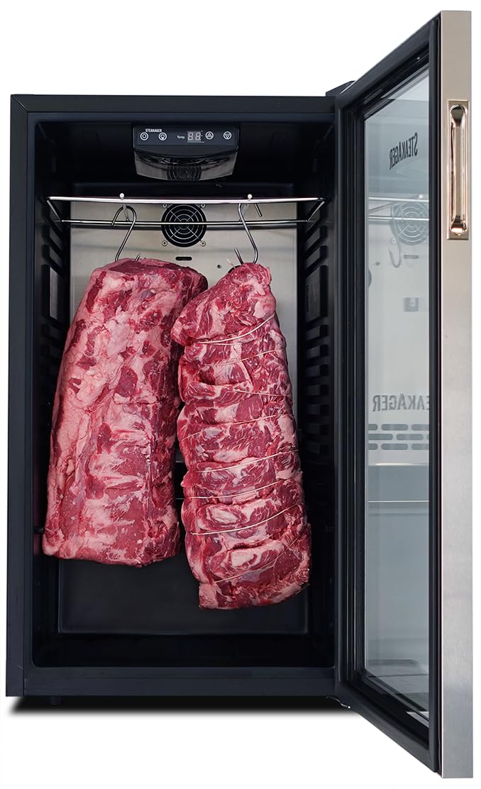 Black and Stainless Steel Dry Aging Refrigerator with 40Lbs Capacity O442