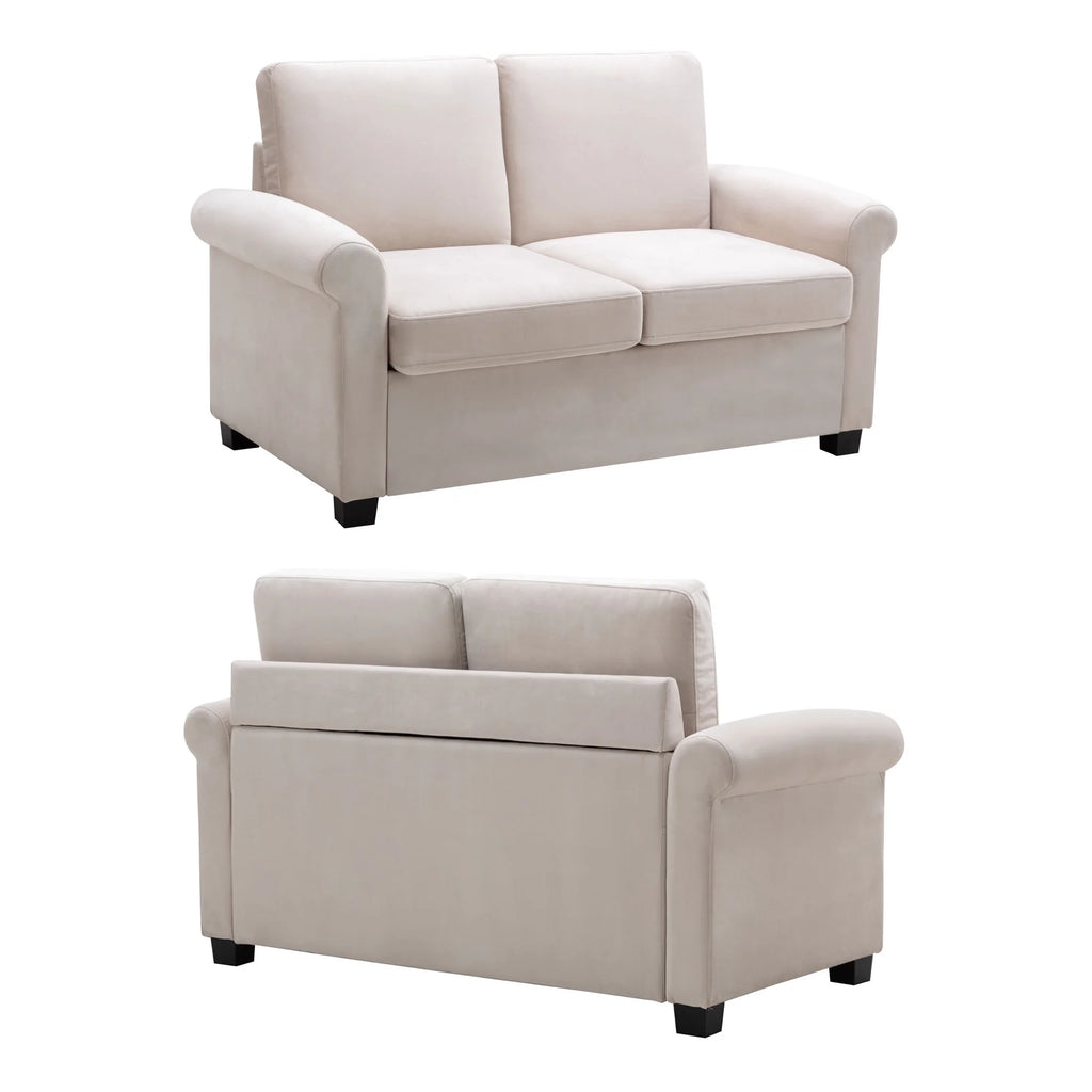 Beige Convertible Sleeper Sofa with Memory Mattress L902413