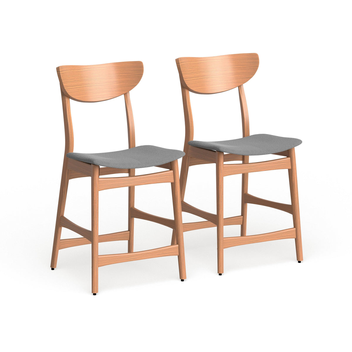 Light Beige Natural Walnut Wood Counter Stool Set of 2 J713025