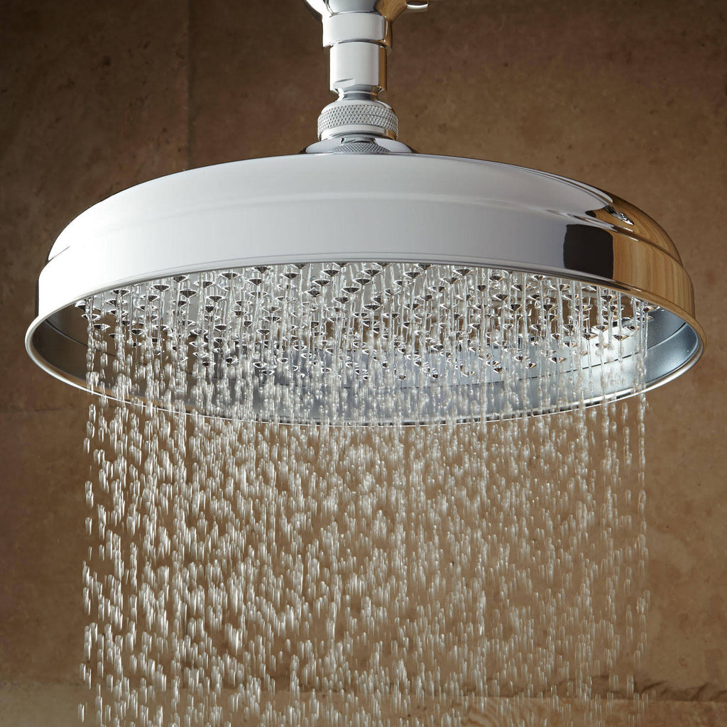 Chrome Rainfall Shower Head with Ornate Arm X88446