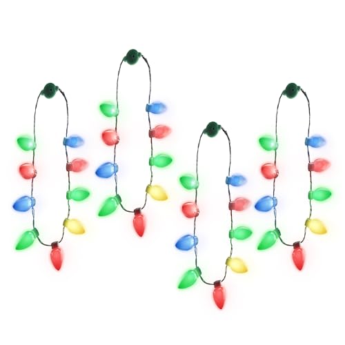 4 Pack LED Light Up Christmas Bulb Necklace F5503