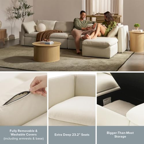 Oversized Modular Sectional Sofa with Storage and Ottoman Chaise Y1467