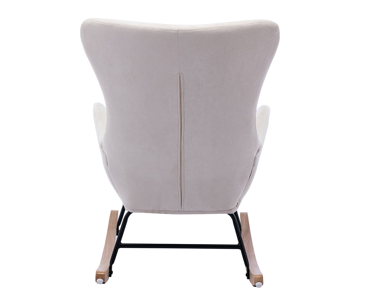 Cream Linen Wingback Rocking Chair R799456