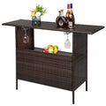 Rattan Wicker Bistro Table with Storage Space Y3926