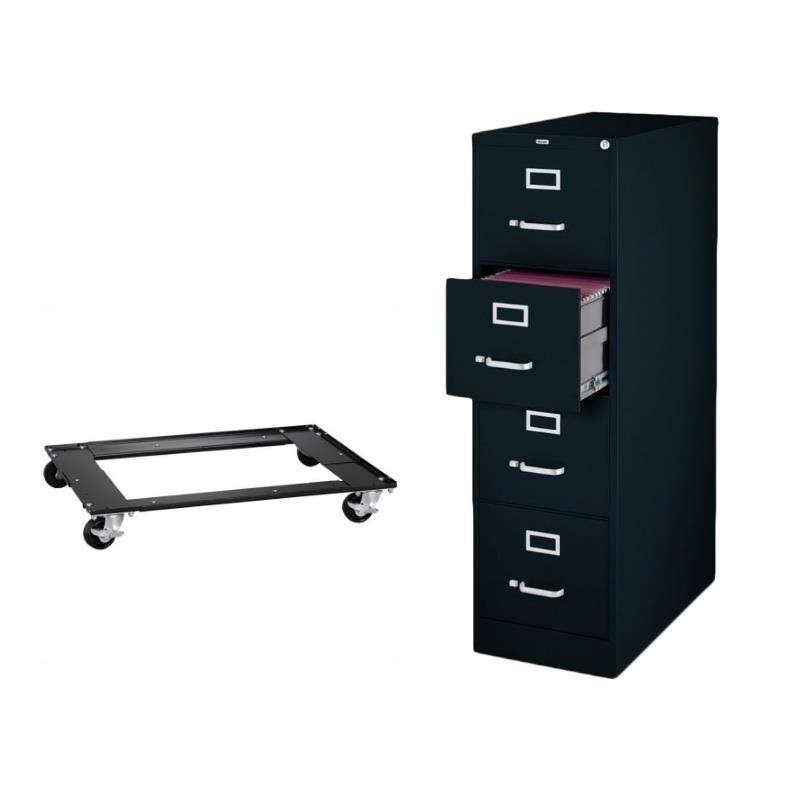 2 Piece File Cabinet and Mobile Dolly Set in Black S692
