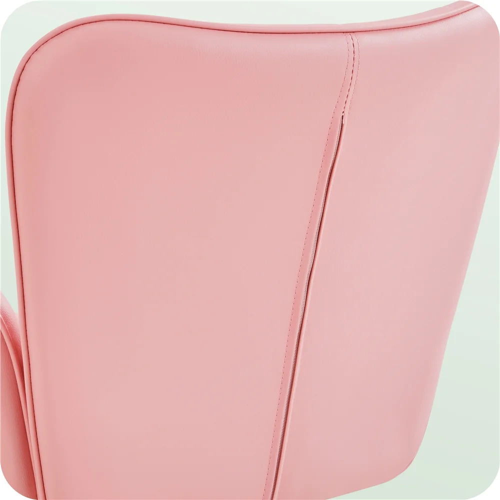 Pink Faux Leather Office Chair with Padded Armrests R6774