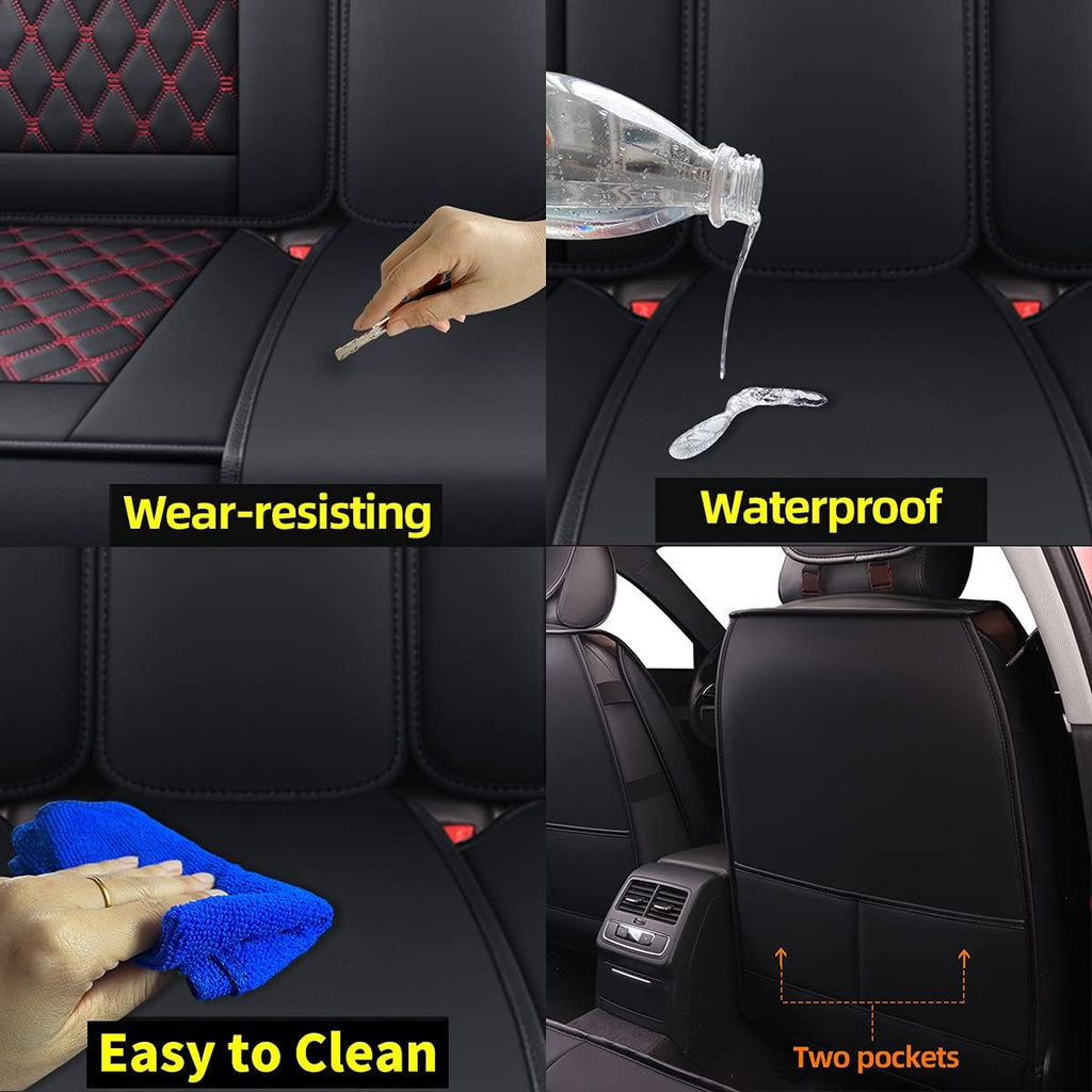 Black Leather Car Seat Covers Full Set M667