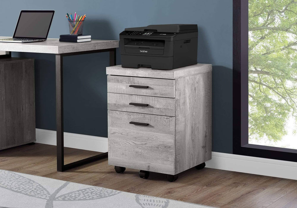 Grey Particle Board and MDF Filing Cabinet with 3 Drawers X95863
