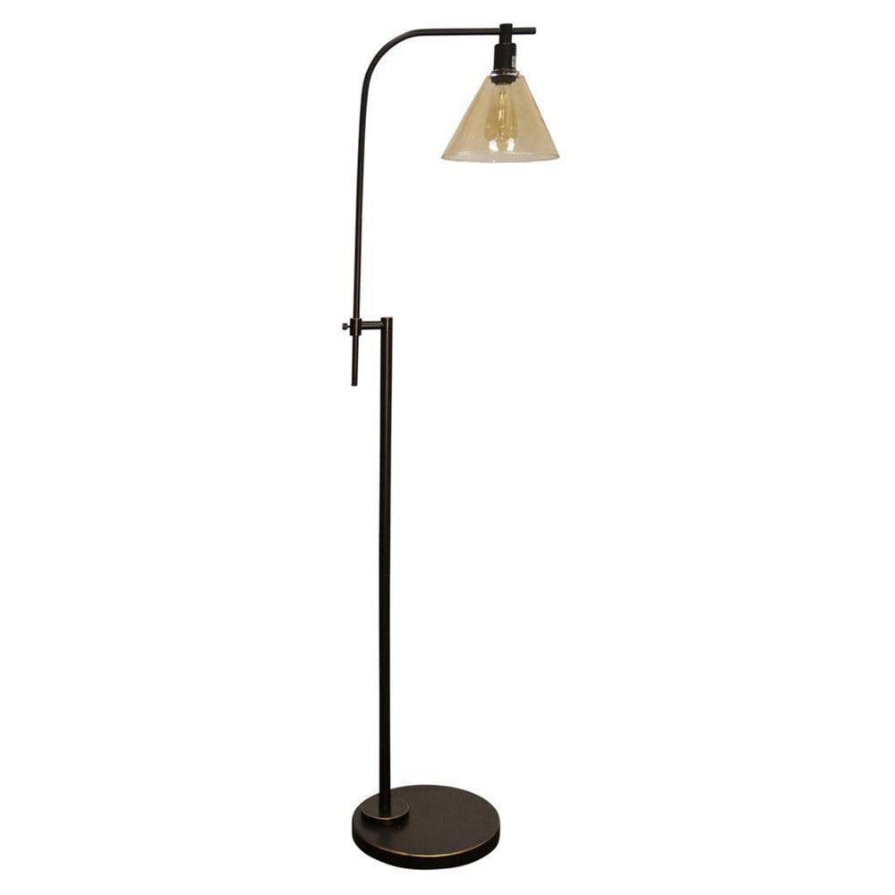 Adjustable Height Reading Lamp with Glass Shade I181058
