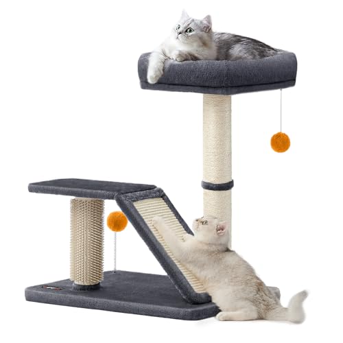 Dark Gray Cat Scratching Post with Bed J585547
