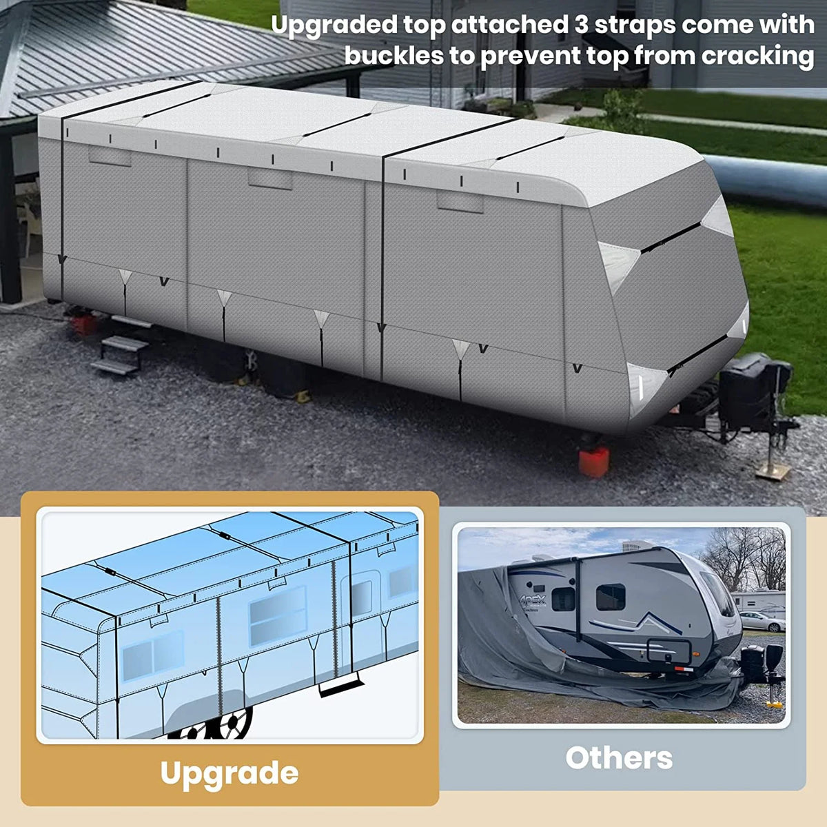 18'-20' Waterproof Travel Trailer RV Cover with Cotton Lining H337483