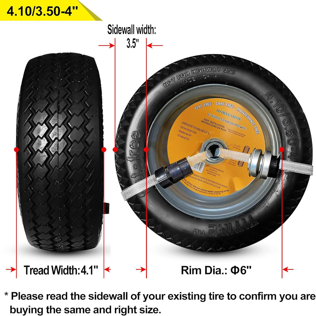 Flat Free Polyurethane Tires with Steel Rim Pack of 2 I928