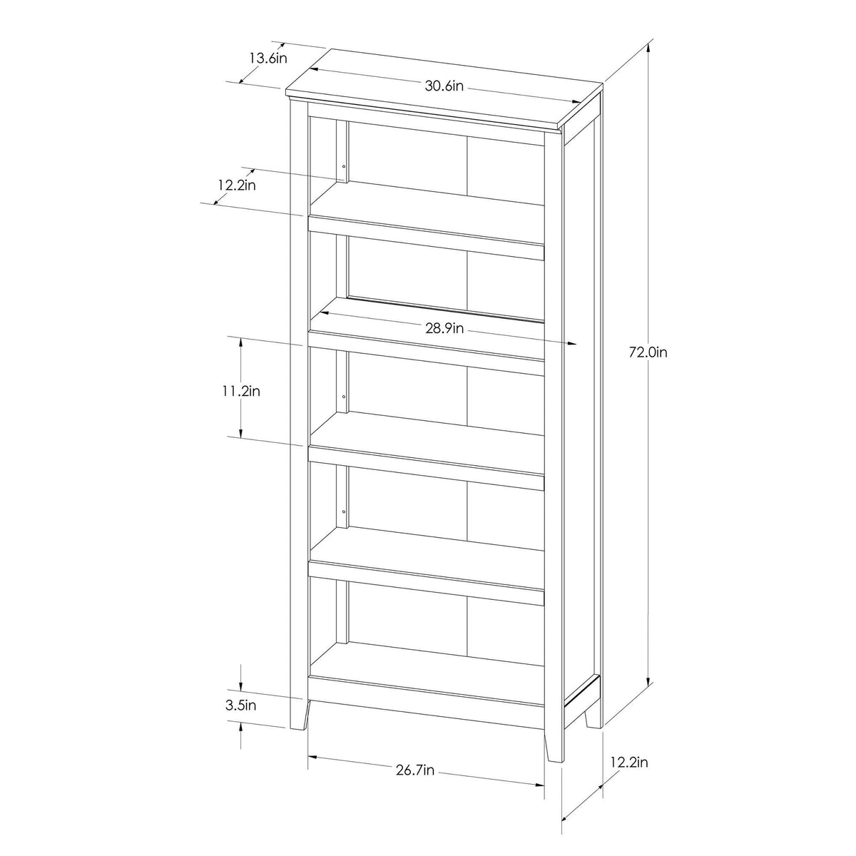 5-Shelf Bookcase X31055