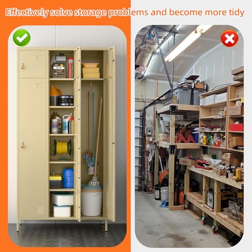 72" H Metal Storage Lockers with Doors and Rod, 7+1 Doors, Camel P2286