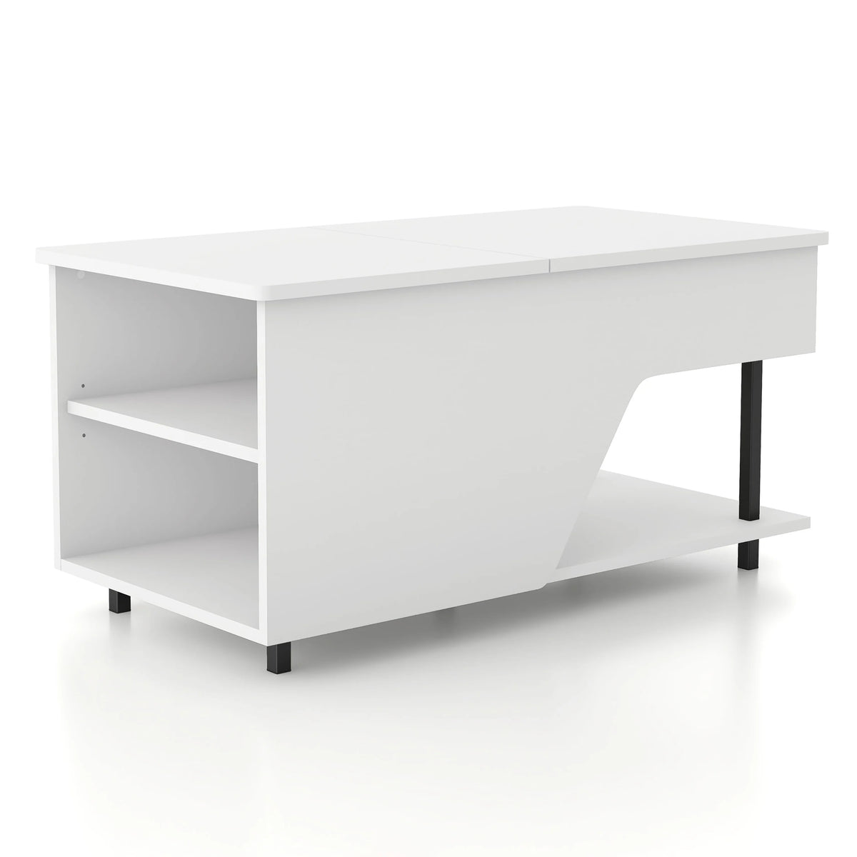 White Lift Top Storage Coffee Table with LED Light T7394