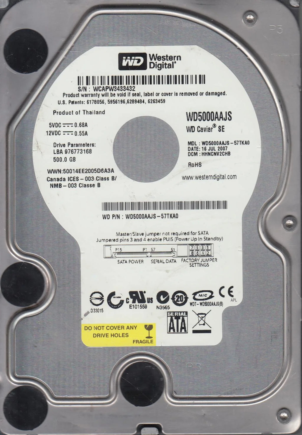 500GB SATA 3.5 Hard Drive M544