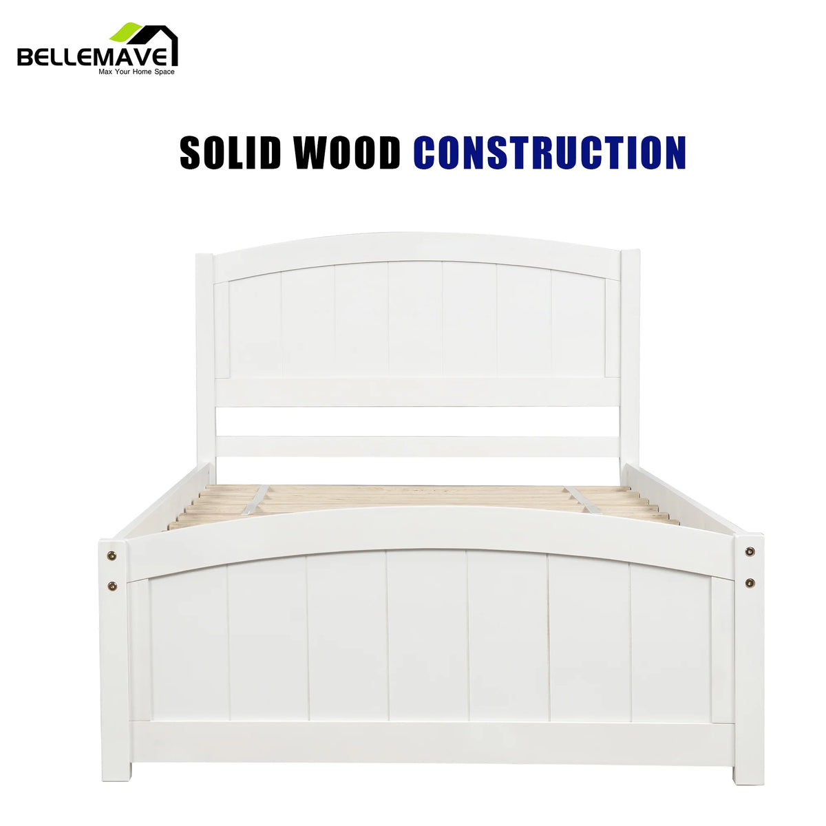 Twin White Wood Kids Platform Bed D798114