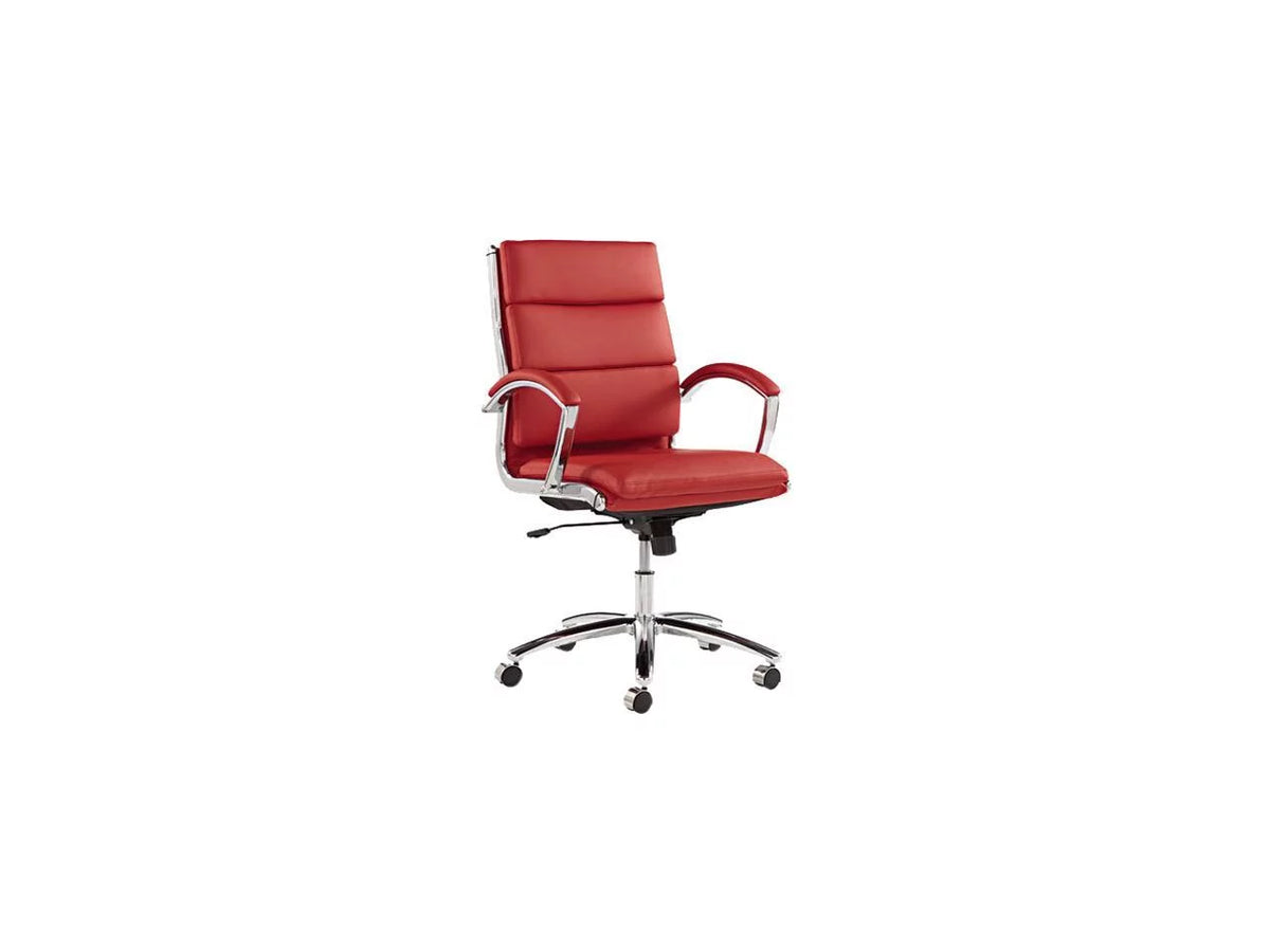 Red Faux Leather Mid-Back Chair W711