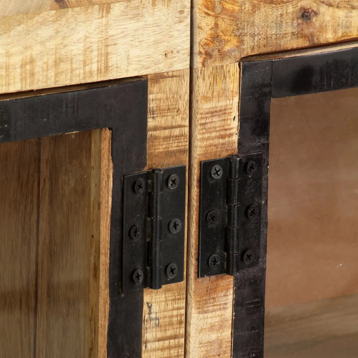 Brown and Black Solid Rough Mango Wood Sideboard Z798331