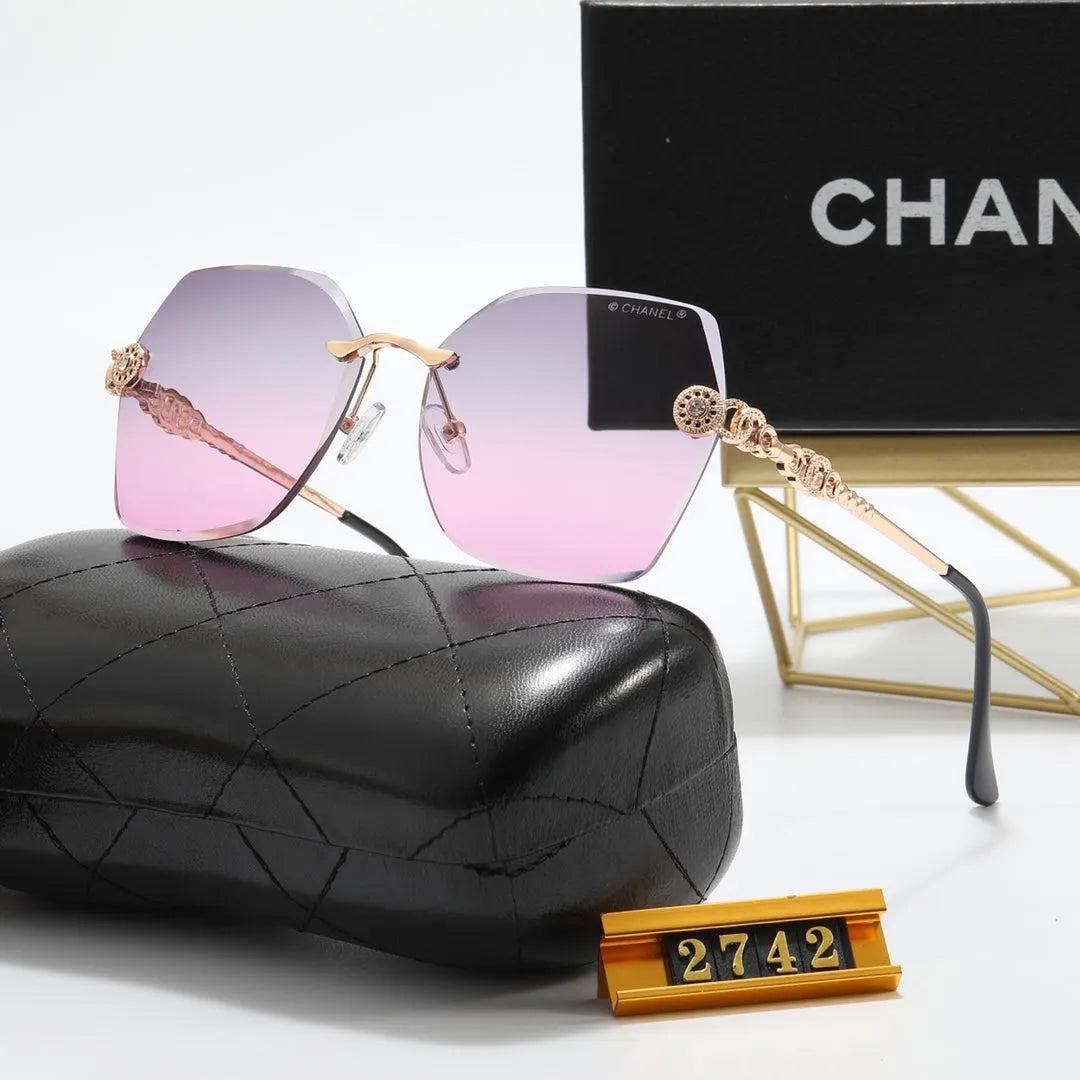 Frameless Rhinestone Flower Polarized Sunglasses O52604