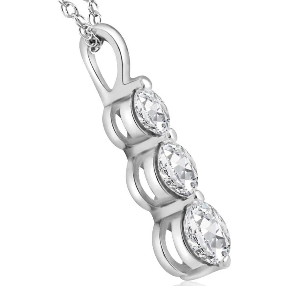 14k White Gold Three Stone Diamond Pendant S8626
