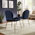 Blue Velvet Upholstered Dining Chair Set of 2 Y9363