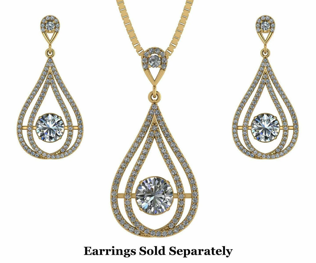 Yellow Gold Plated 925 Sterling Silver Zirconia Necklace C385702