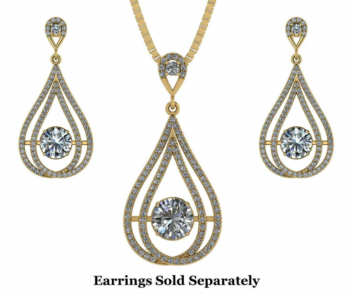 Yellow Gold Plated 925 Sterling Silver Zirconia Necklace C385702