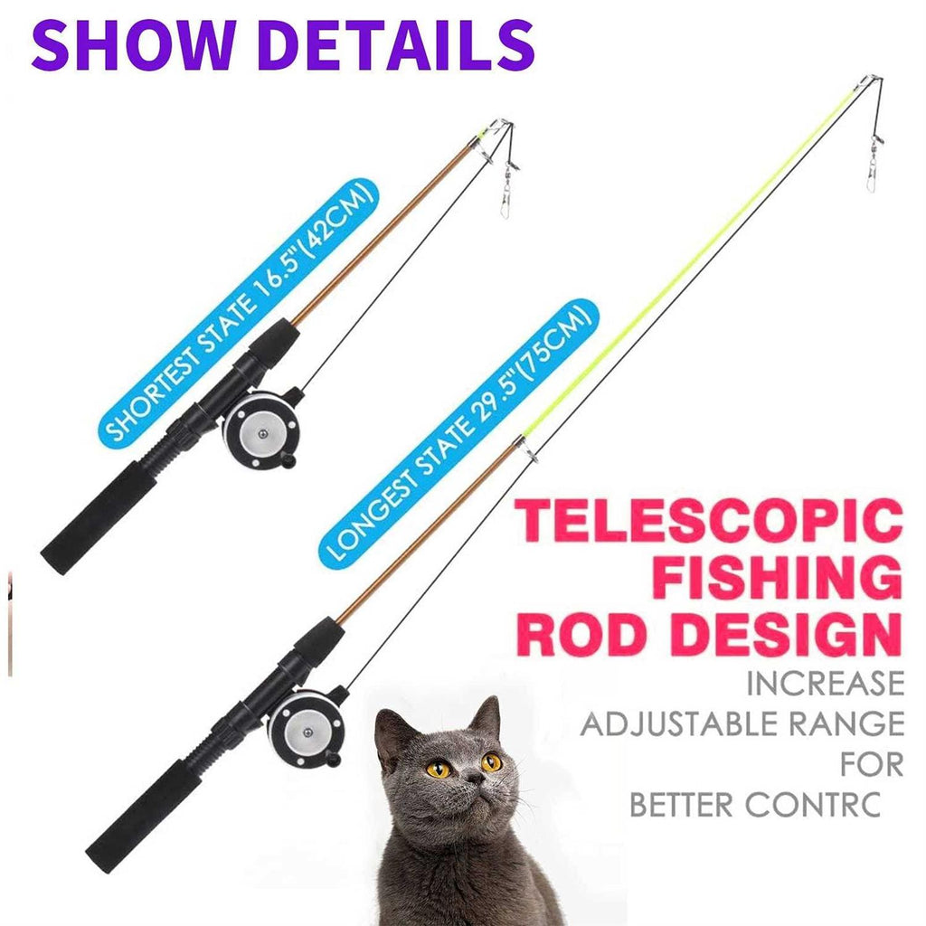 Retractable Cat Teaser Wand Toy with 8 Pcs Refills V98560
