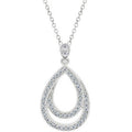 White Gold Silver CZ Teardrop Pendant Necklace R998