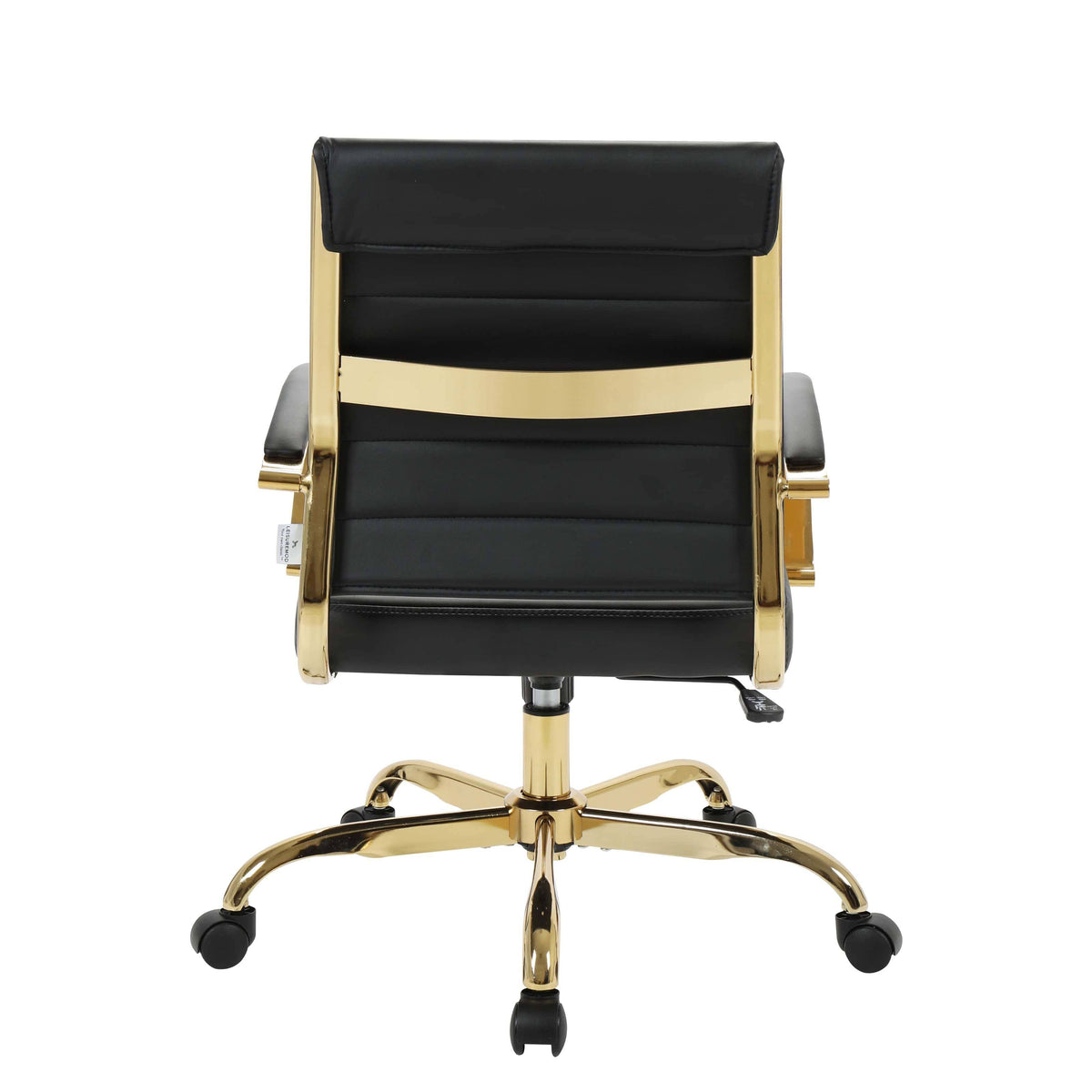 Black Leather Office Chair with Gold Frame J754411