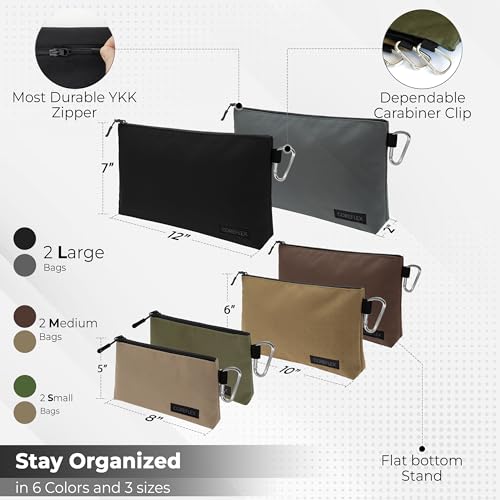 Heavy Duty Tool Pouch with YKK Zipper 6 Pack Large 12inch F3350